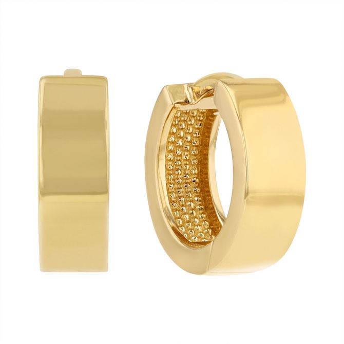 Yellow Gold Square Edge Huggie Hoop Earrings, 10.5 mm