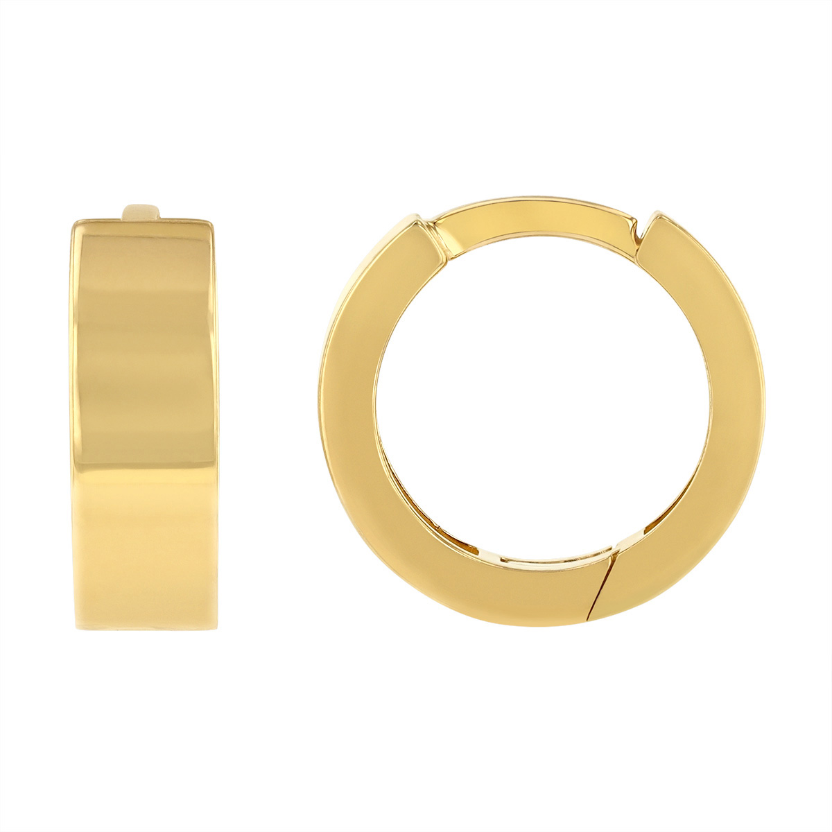 Yellow Gold Square Edge Huggie Hoop Earrings, 10.5 mm