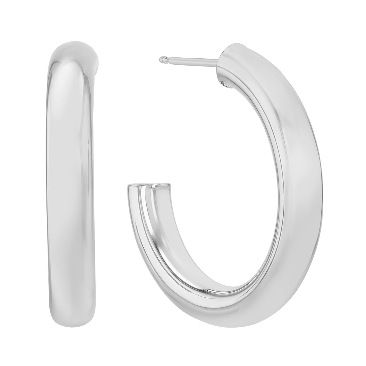 Sterling Silver Rounded Open Hoop Earrings, 25 mm