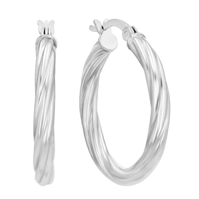 Sterling Silver Twisted Hoop Earrings