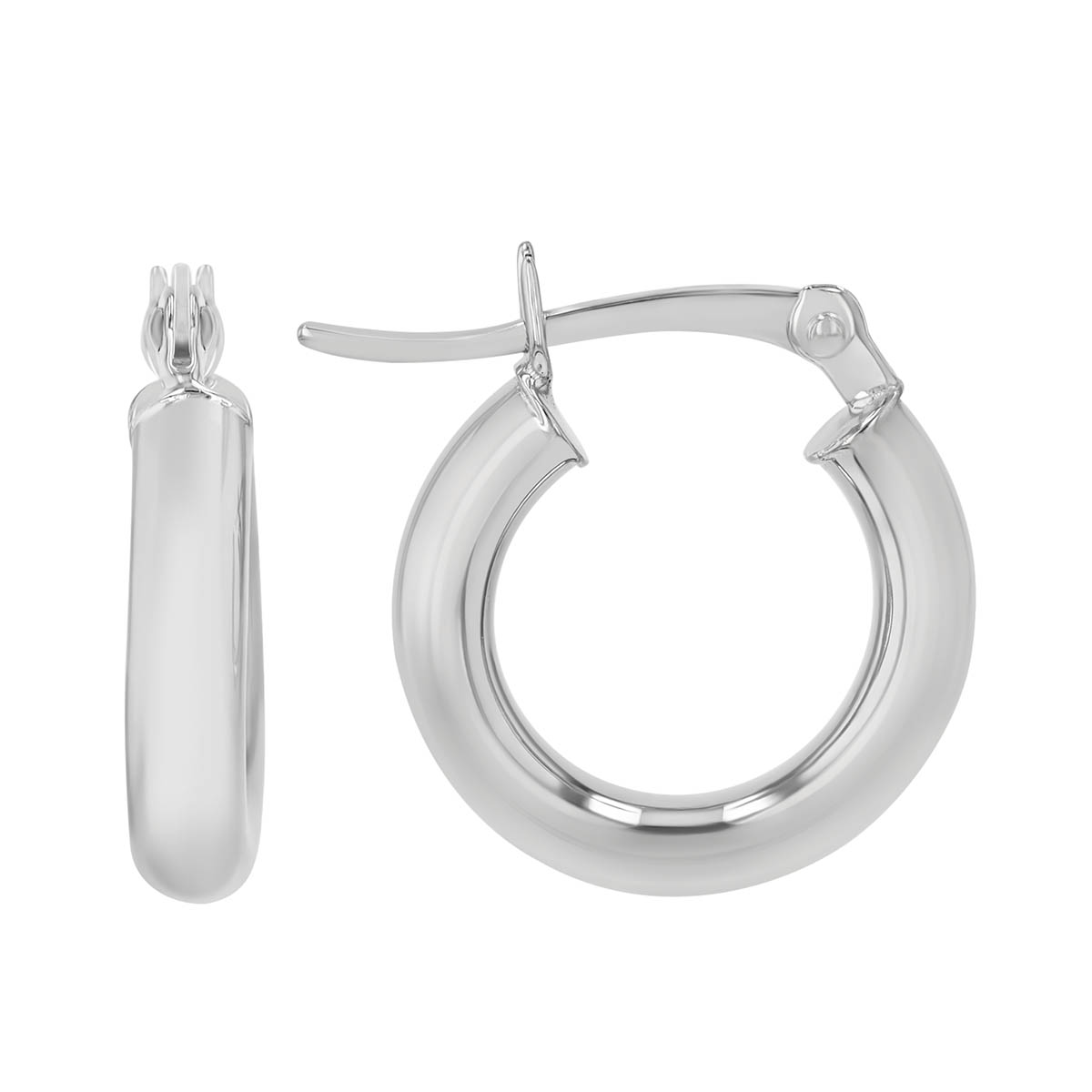 Sterling Silver Rounded Huggie Hoop Earrings, 15 mm