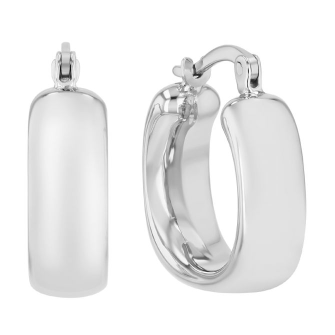 Sterling Silver Rounded Square Hoop Earrings