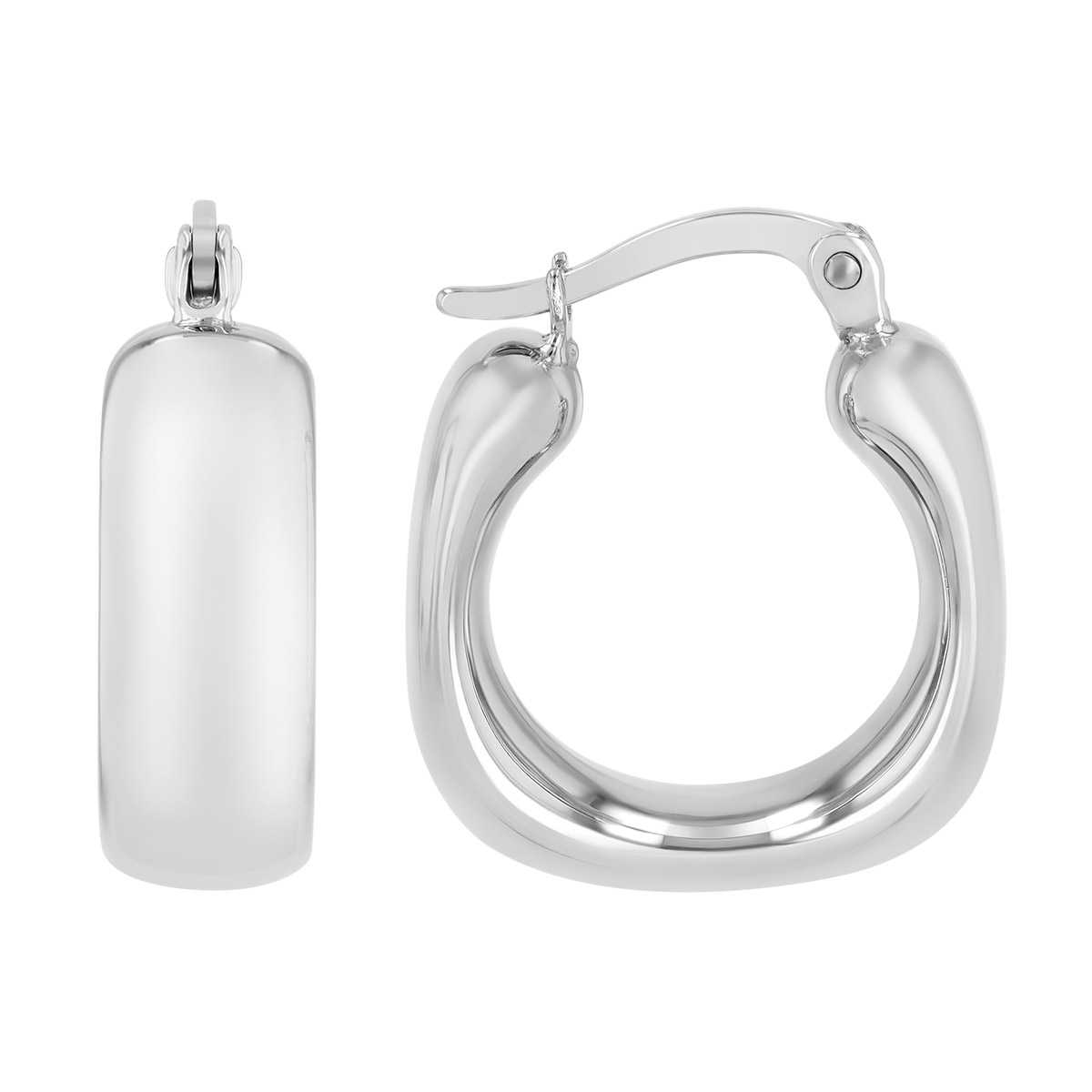 Sterling Silver Rounded Square Hoop Earrings