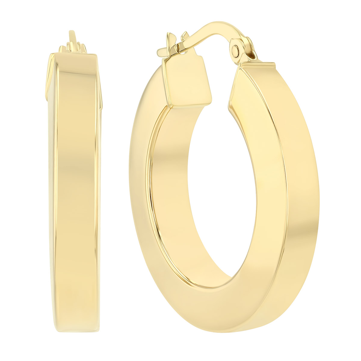 Yellow Gold Square Edge Hoop Earrings