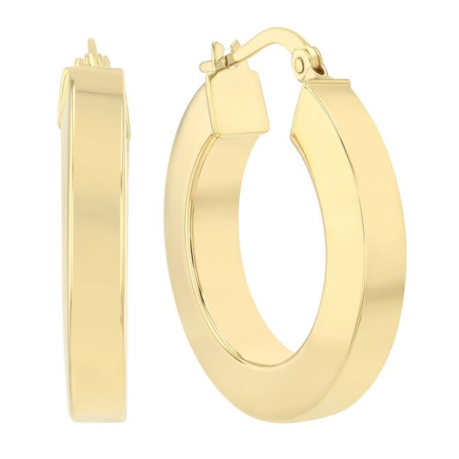 Yellow Gold Square Edge Hoop Earrings