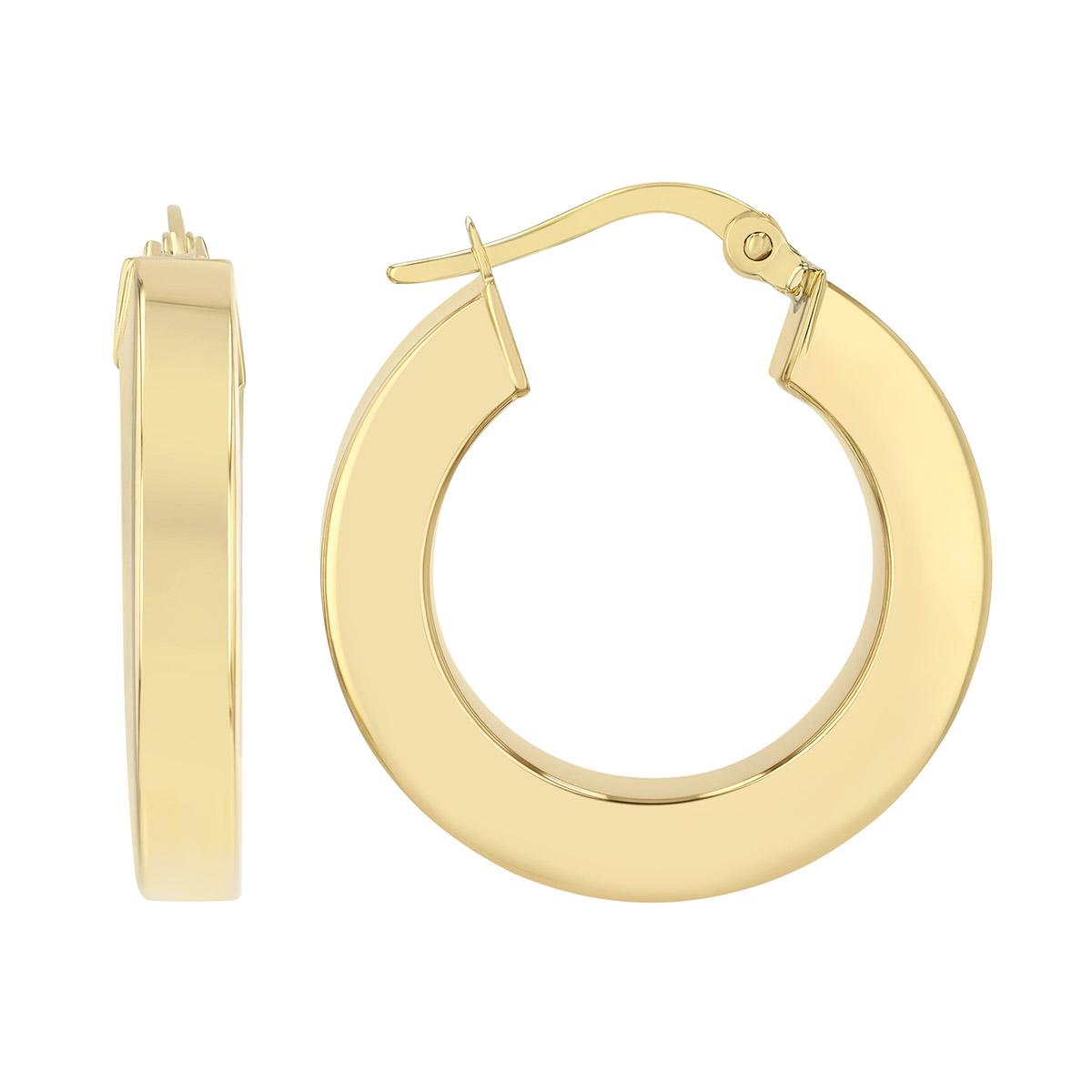Yellow Gold Square Edge Hoop Earrings