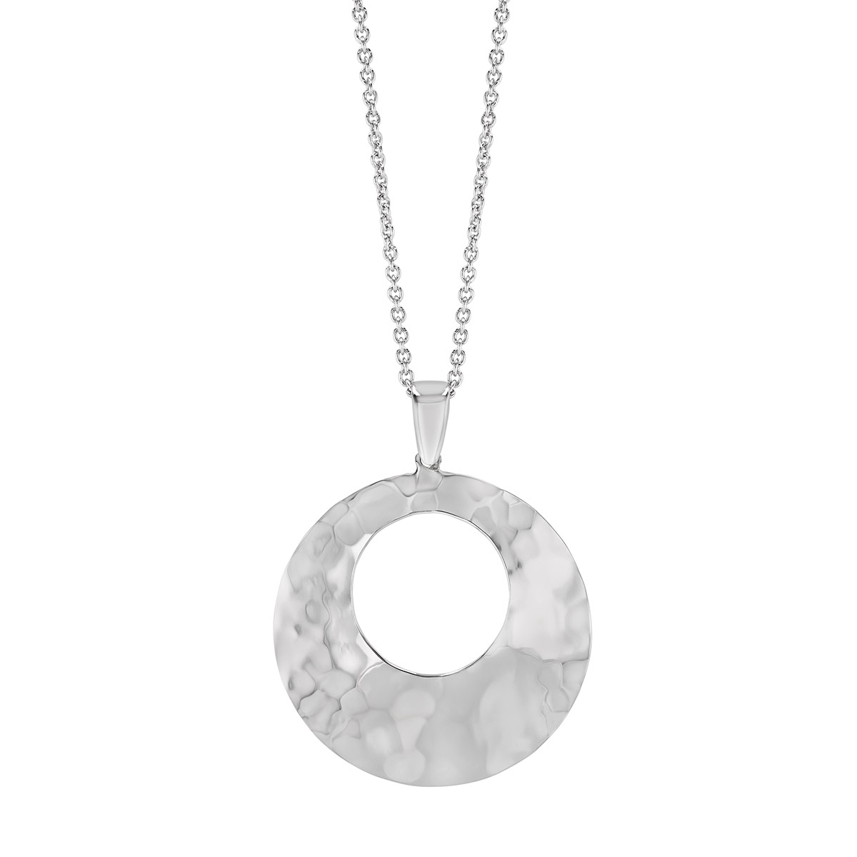 Hammered Sterling Silver Open Circle Pendant, 24