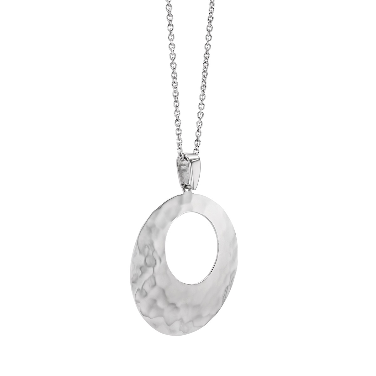 Hammered Sterling Silver Open Circle Pendant, 24