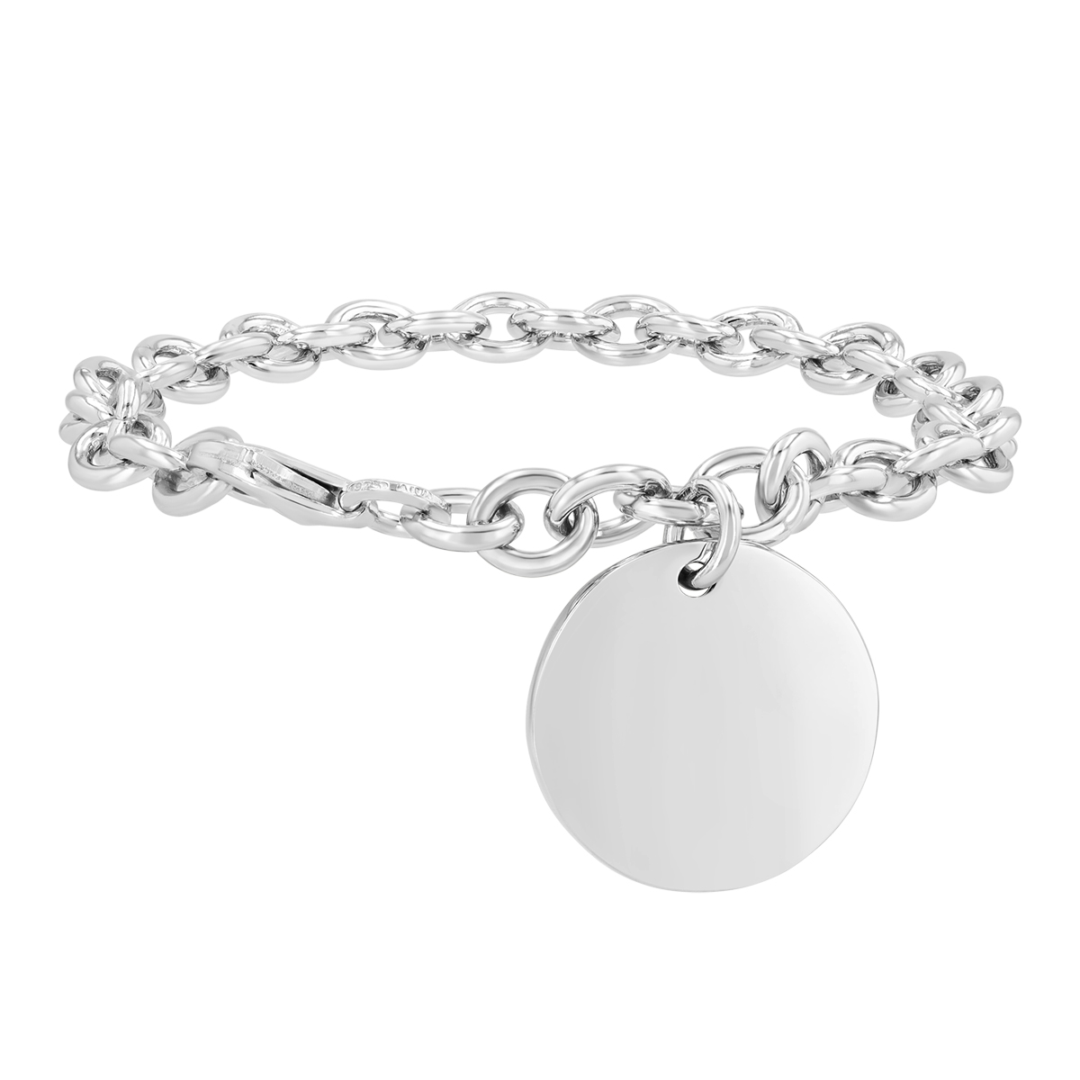 Sterling Silver Round Charm & Chain Bracelet, 7.25