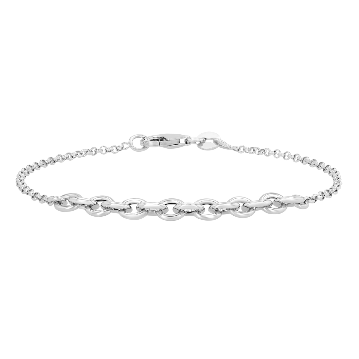 Sterling Silver Cable Chain Dual Link Size Bracelet, 7