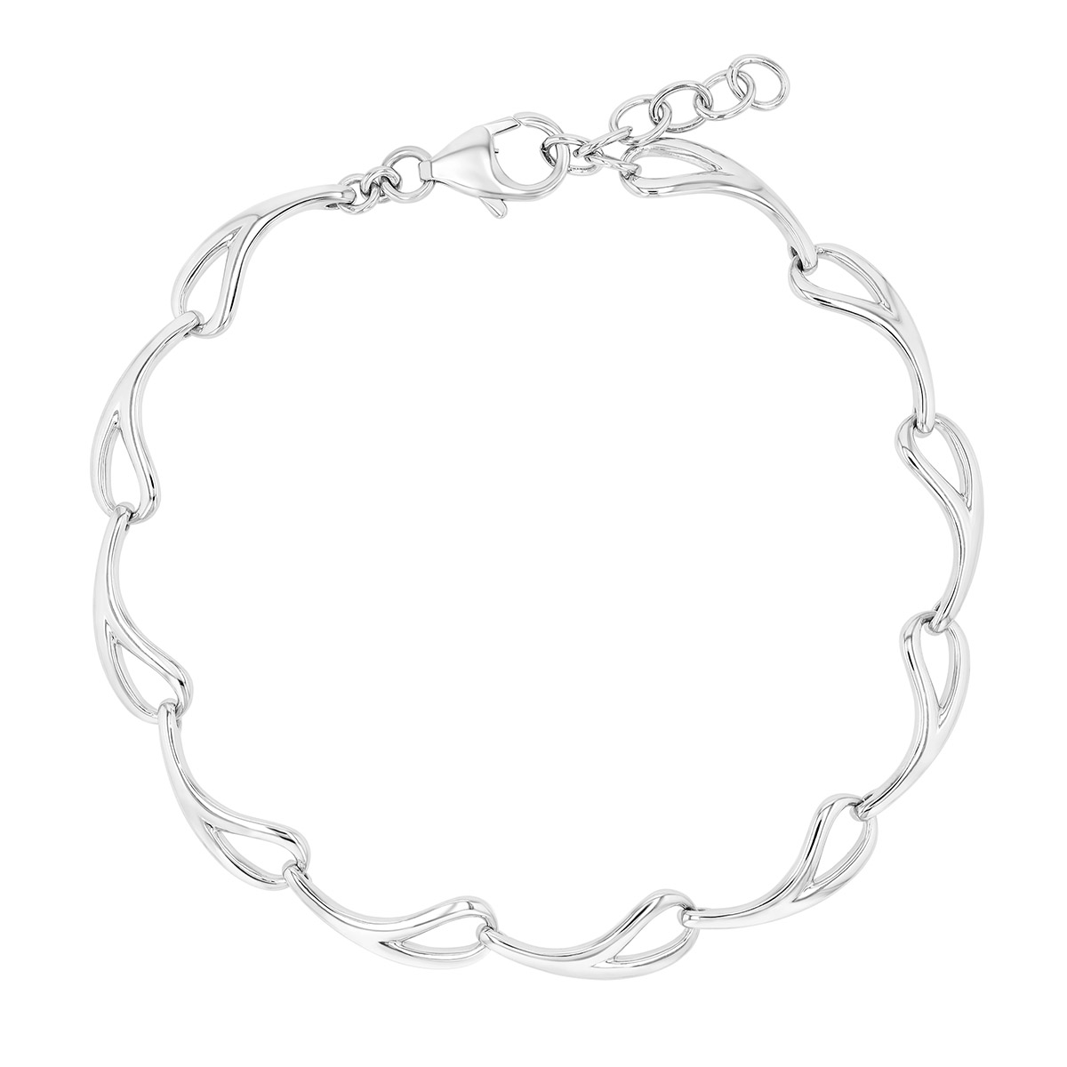 Sterling Silver Teardrop Link Bracelet, 7.25