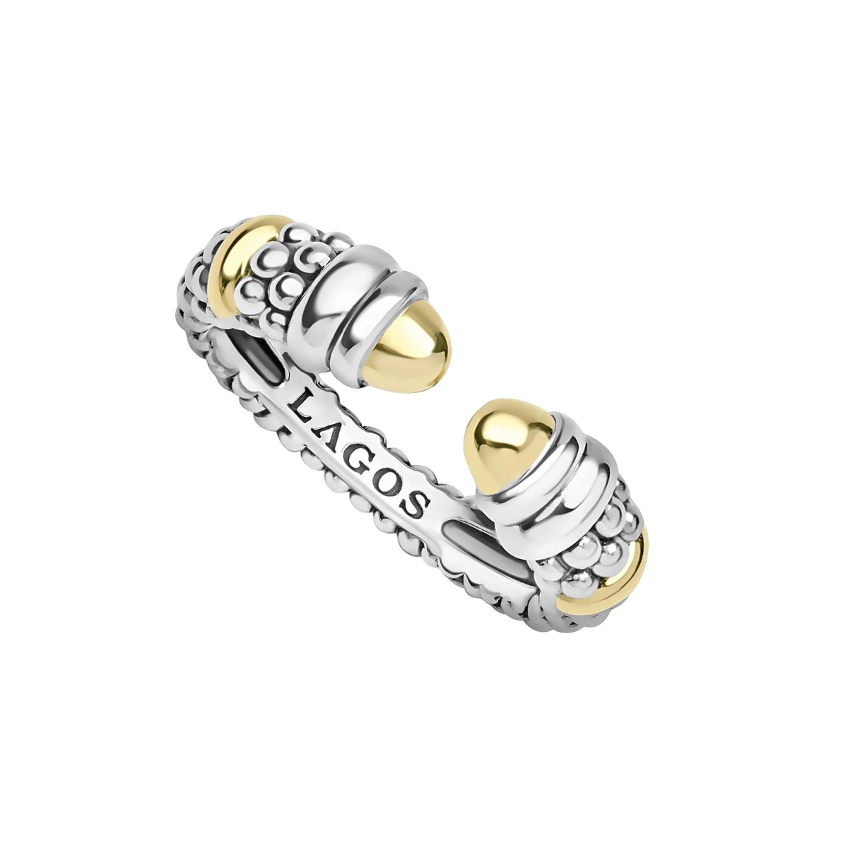 LAGOS Signature Caviar Two-Tone Station Versa Stacking Ring, Size 7