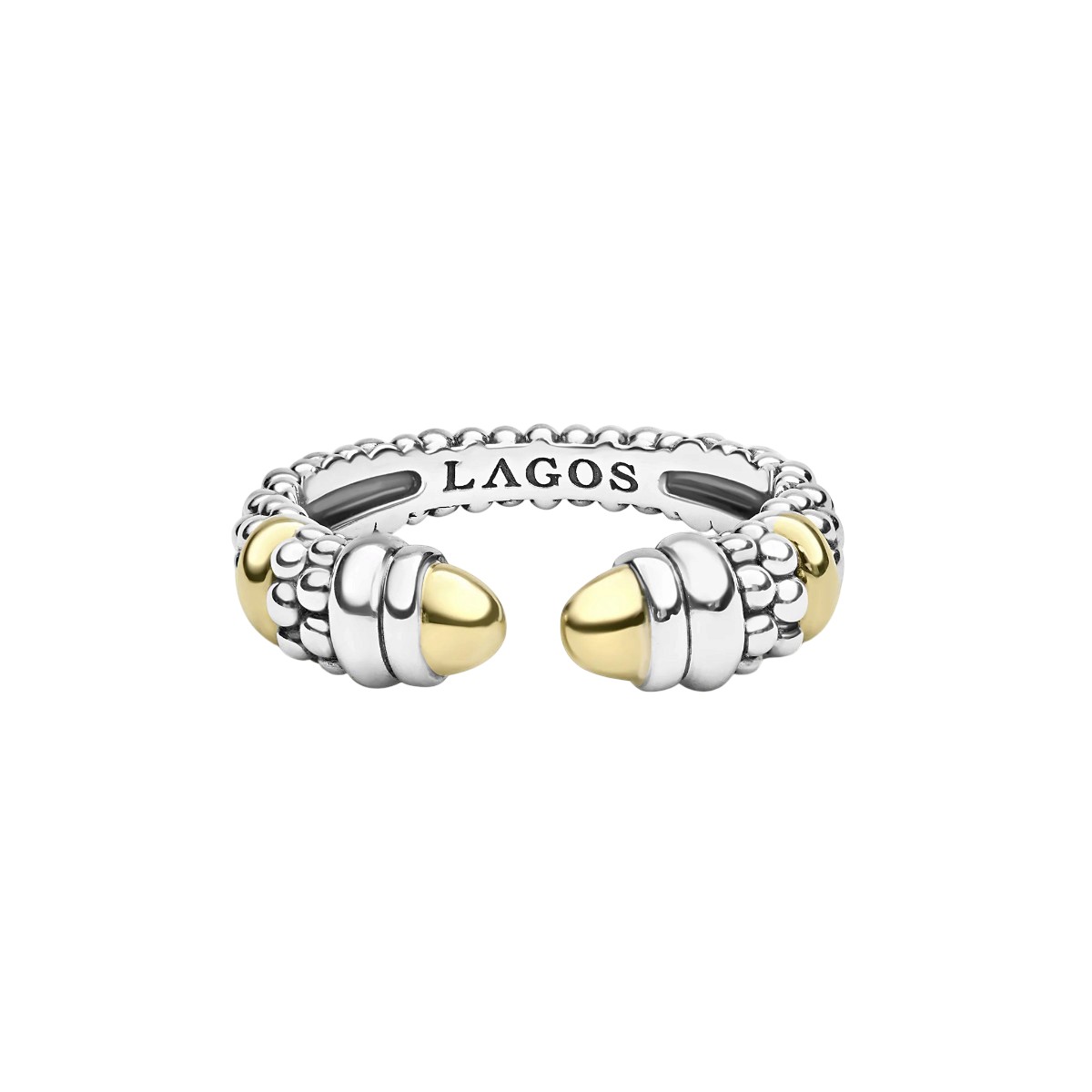 LAGOS Signature Caviar Two-Tone Station Versa Stacking Ring, Size 7