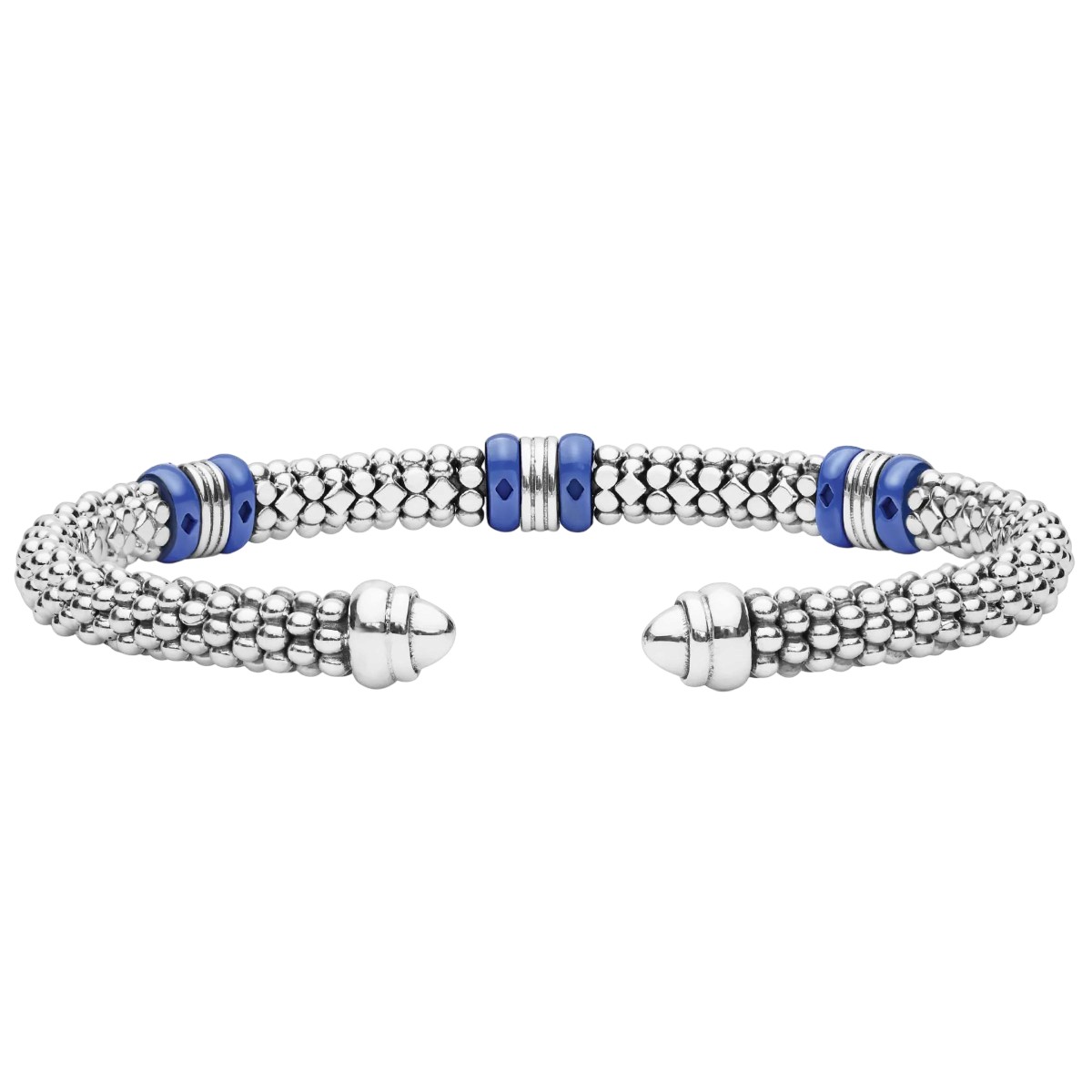 LAGOS Two-Tone Three Station Ultramarine Ceramic Versa Torque Bracelet, 5 mm, Size M