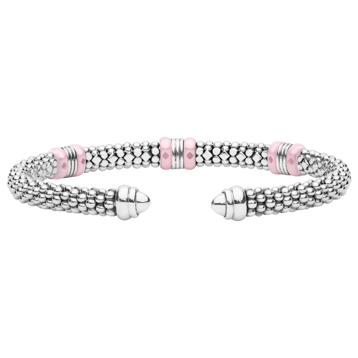 LAGOS Pink Caviar Two-Tone Three Station Pink Ceramic Versa Torque Bracelet, 5 mm, Size L