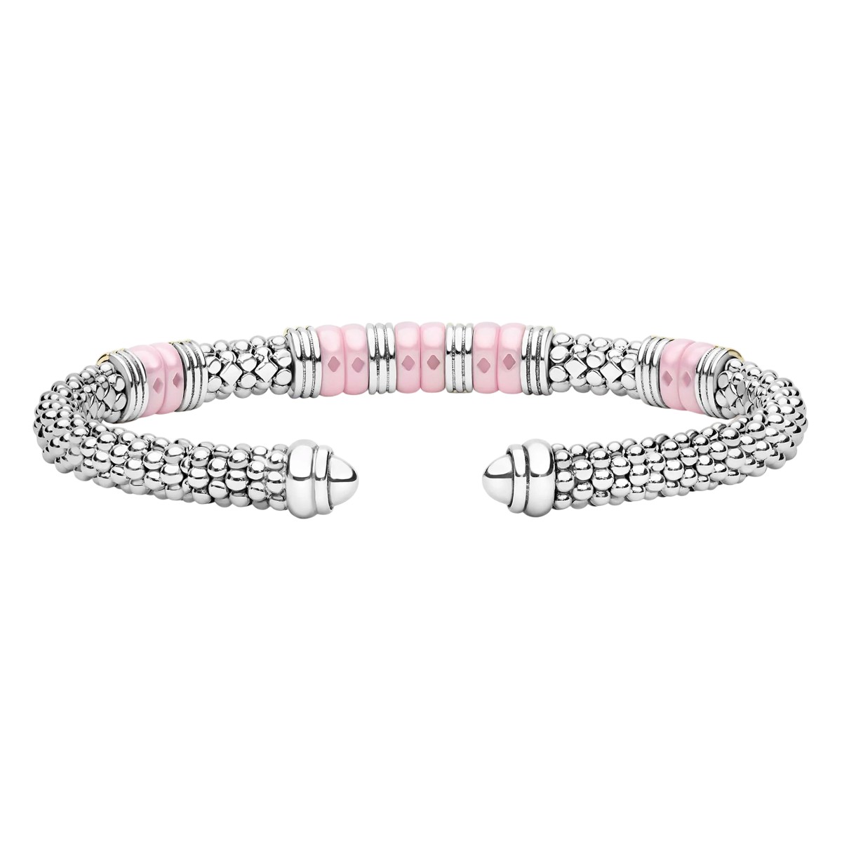 LAGOS Pink Caviar Two-Tone Five Station Pink Ceramic Versa Torque Bracelet, 5 mm, Size L