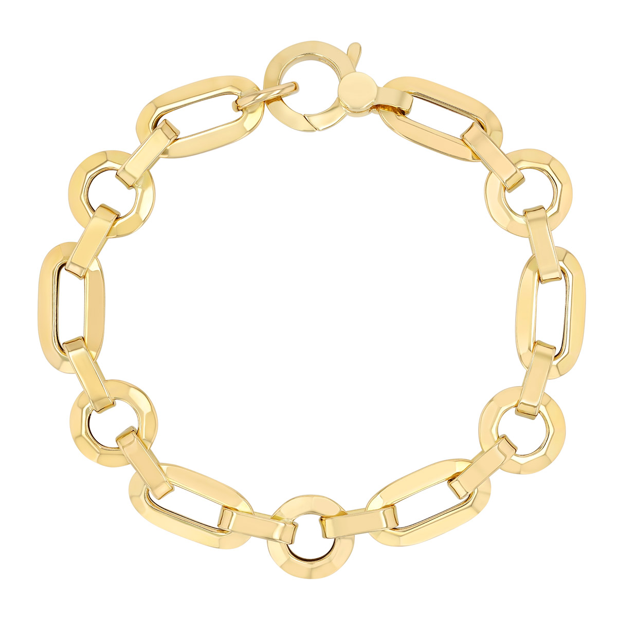 Roberto Coin Yellow Gold Round & Oval Link Bracelet, 8
