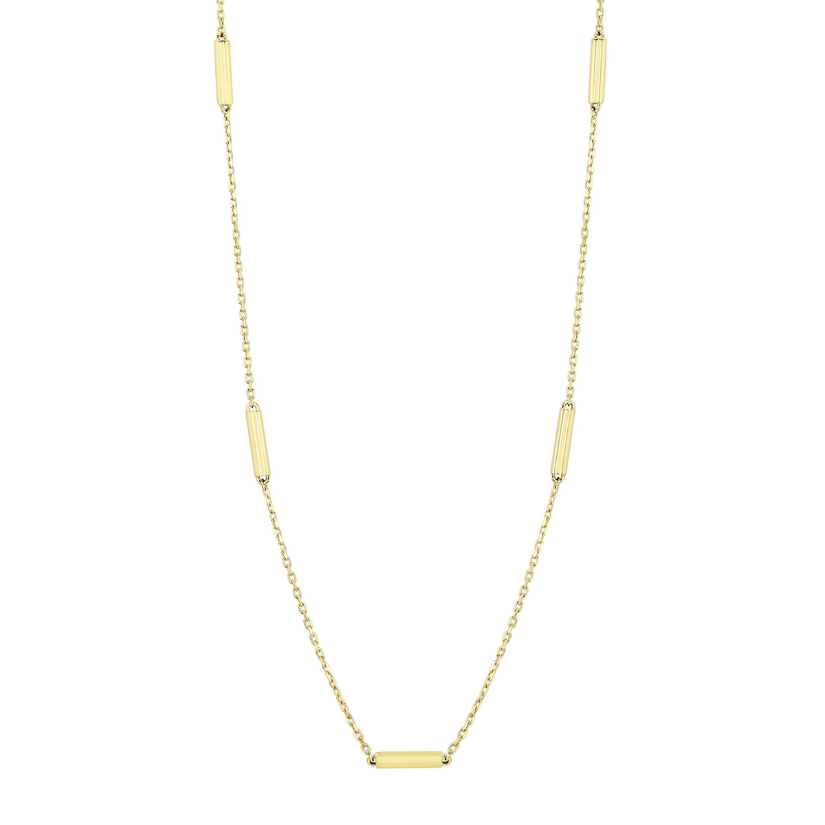 Roberto Coin Designer Gold Yellow Gold Bar Station Necklace, 18