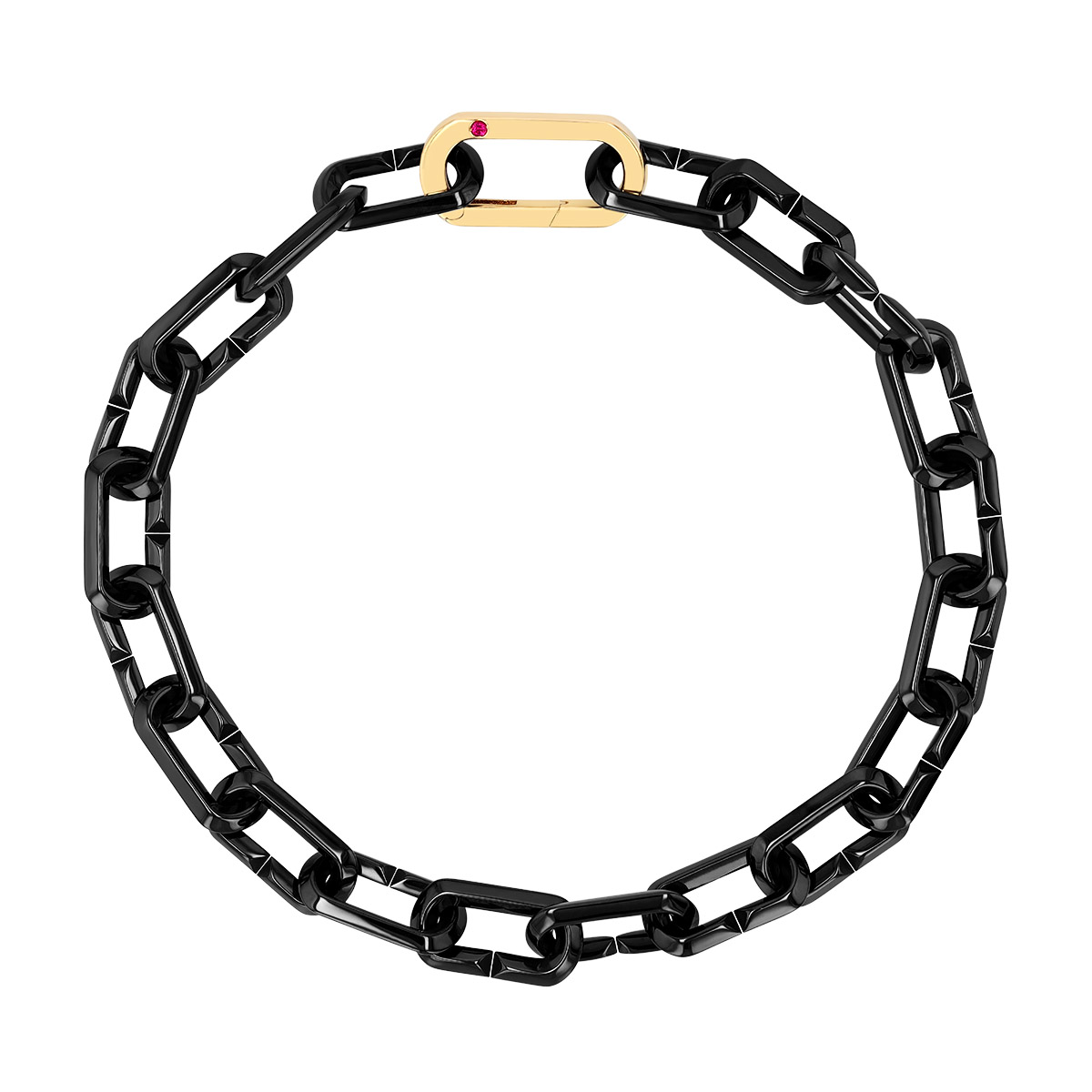 Roberto Coin Black Ceramic & Single Yellow Gold Link Bracelet, 9.25