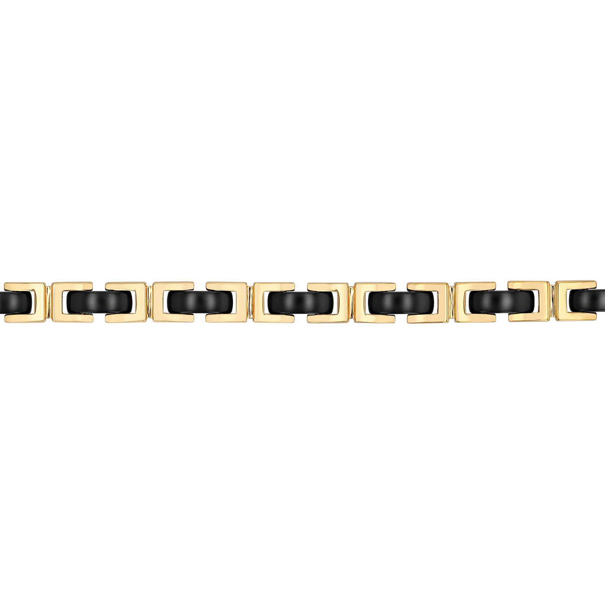 Roberto Coin Navarra Black Ceramic & Yellow Gold Rectangle Link Bracelet, 9.25
