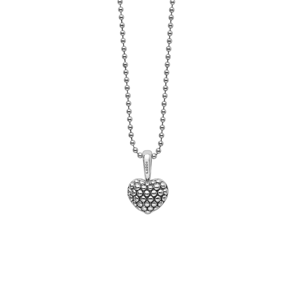 LAGOS Signature Caviar Silver Caviar Beaded Heart Pendant Necklace, 32