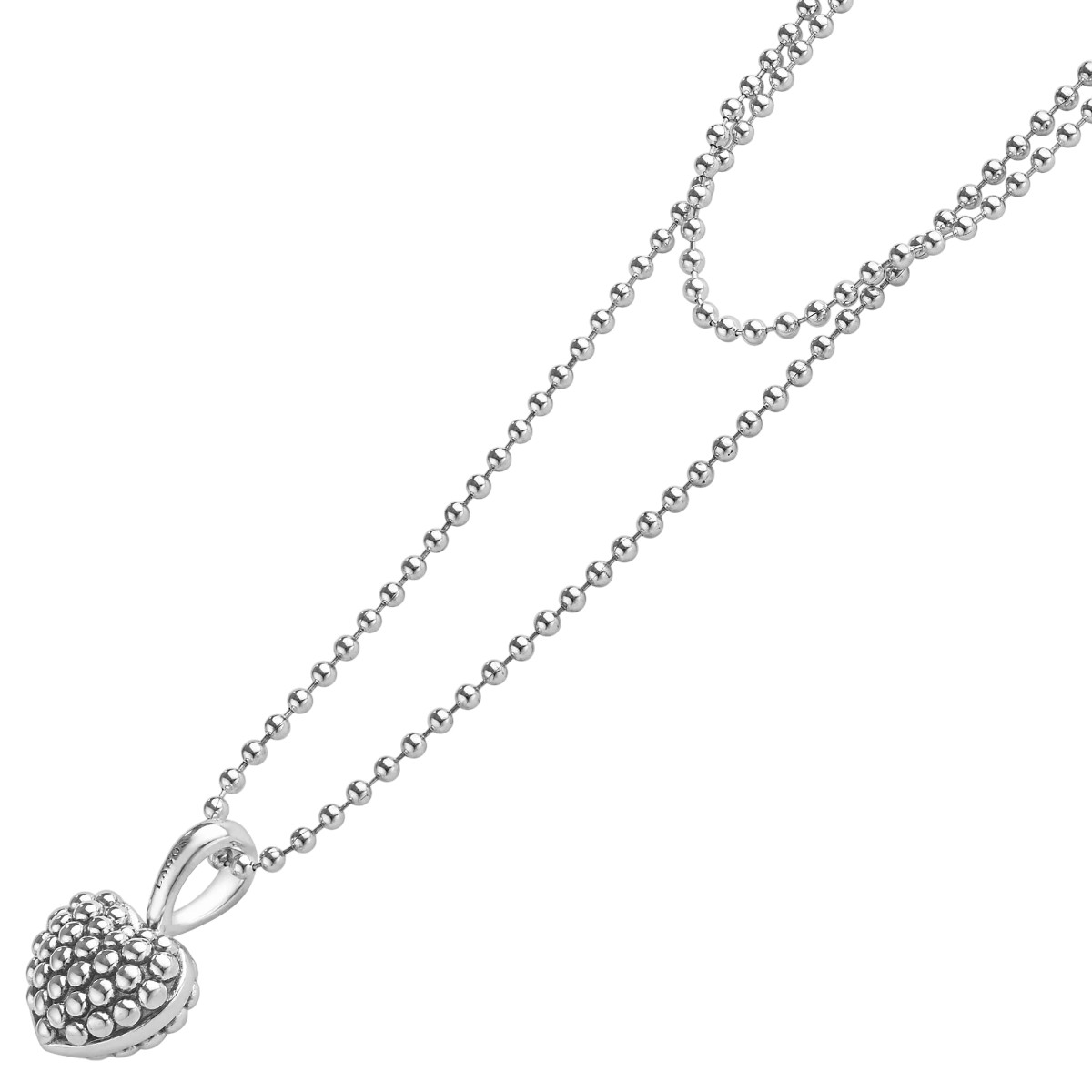 LAGOS Signature Caviar Silver Caviar Beaded Heart Pendant Necklace, 32