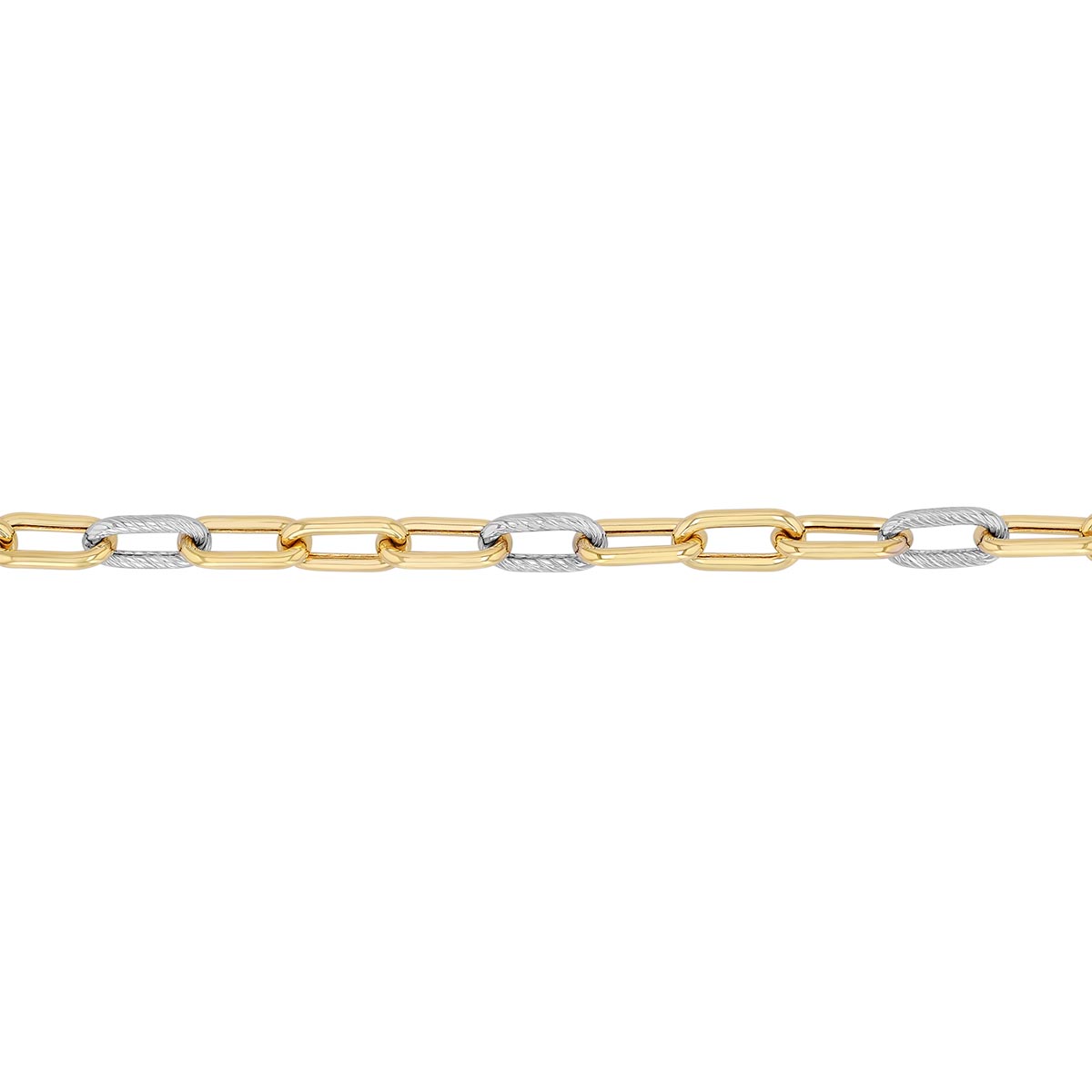 Two Tone 14K Gold Textured Oval Link Bracelet, 7.25