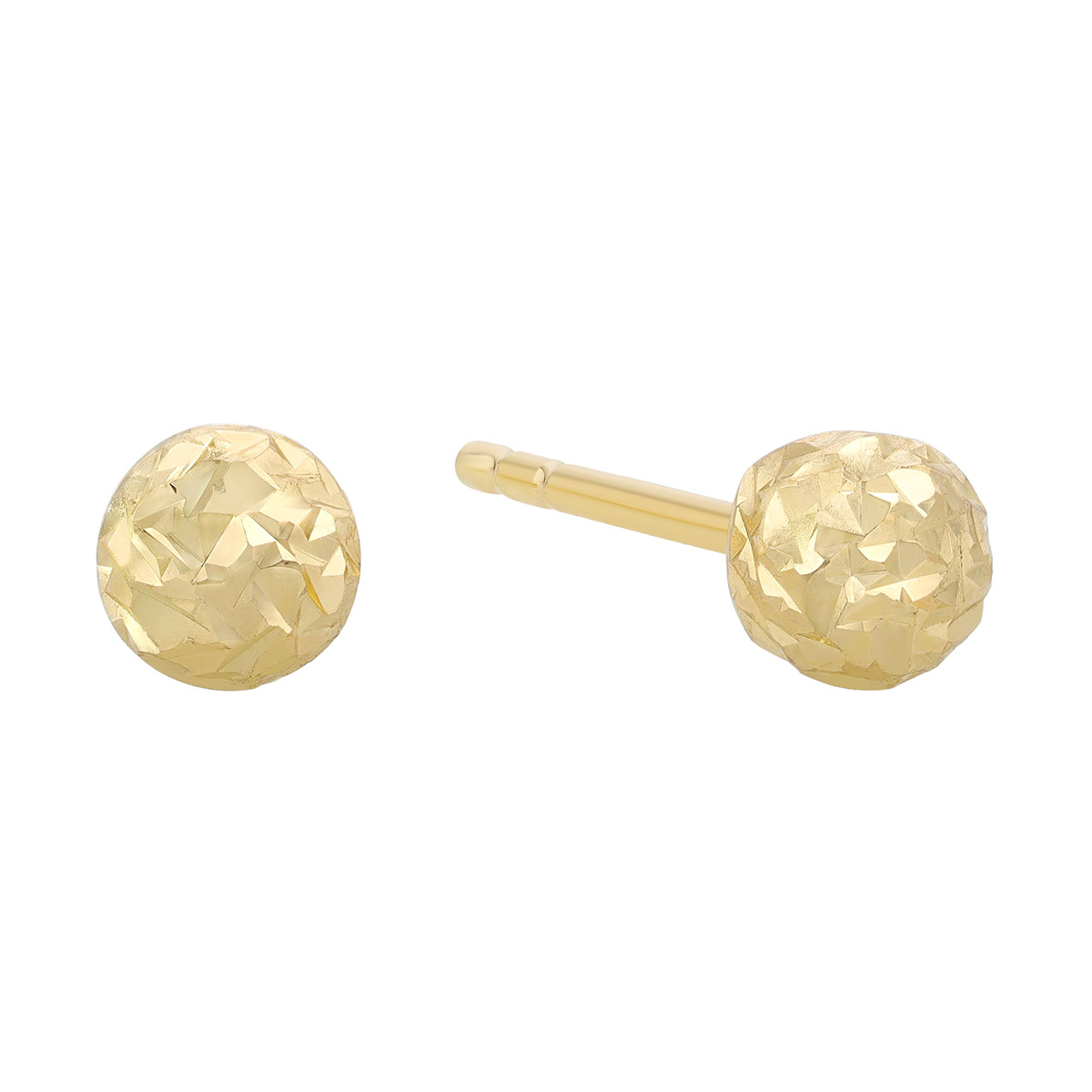 Faceted Ball Stud Earrings in 14K Yellow Gold, 4 mm