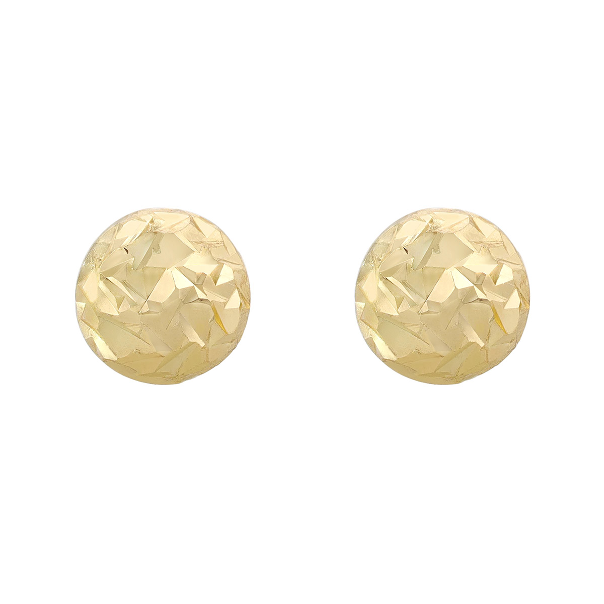 Faceted Ball Stud Earrings in 14K Yellow Gold, 4 mm