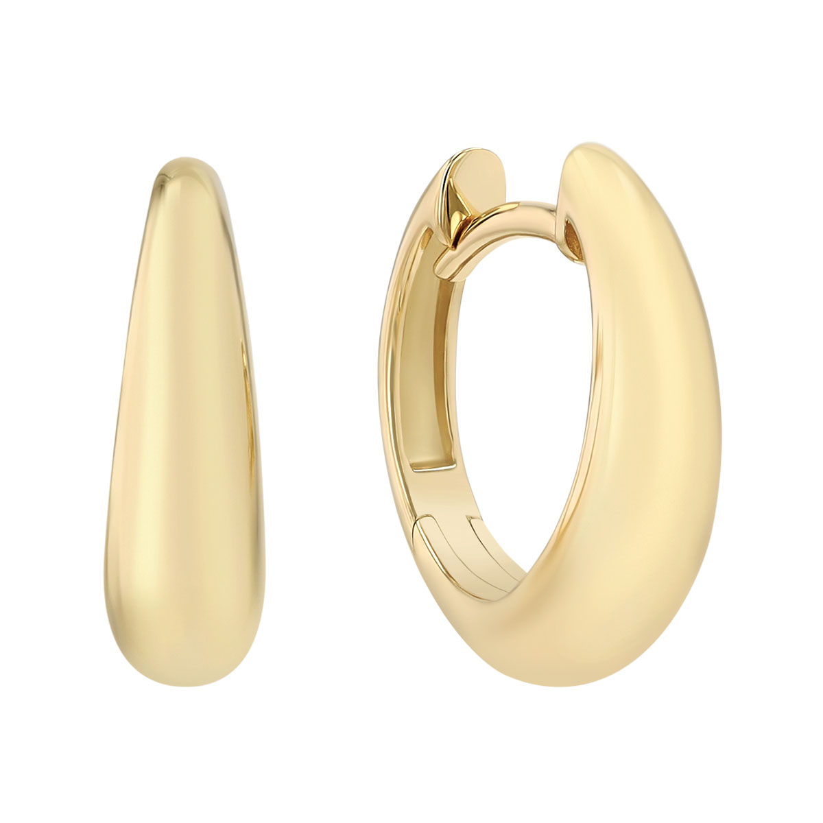 Tapered Hoop Earrings in 14K Yellow Gold, 14.4 x 4.6 mm