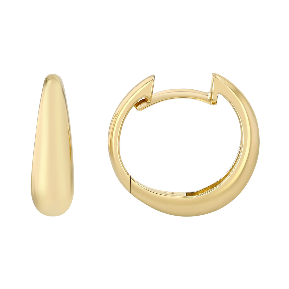 Tapered Hoop Earrings in 14K Yellow Gold, 14.4 x 4.6 mm