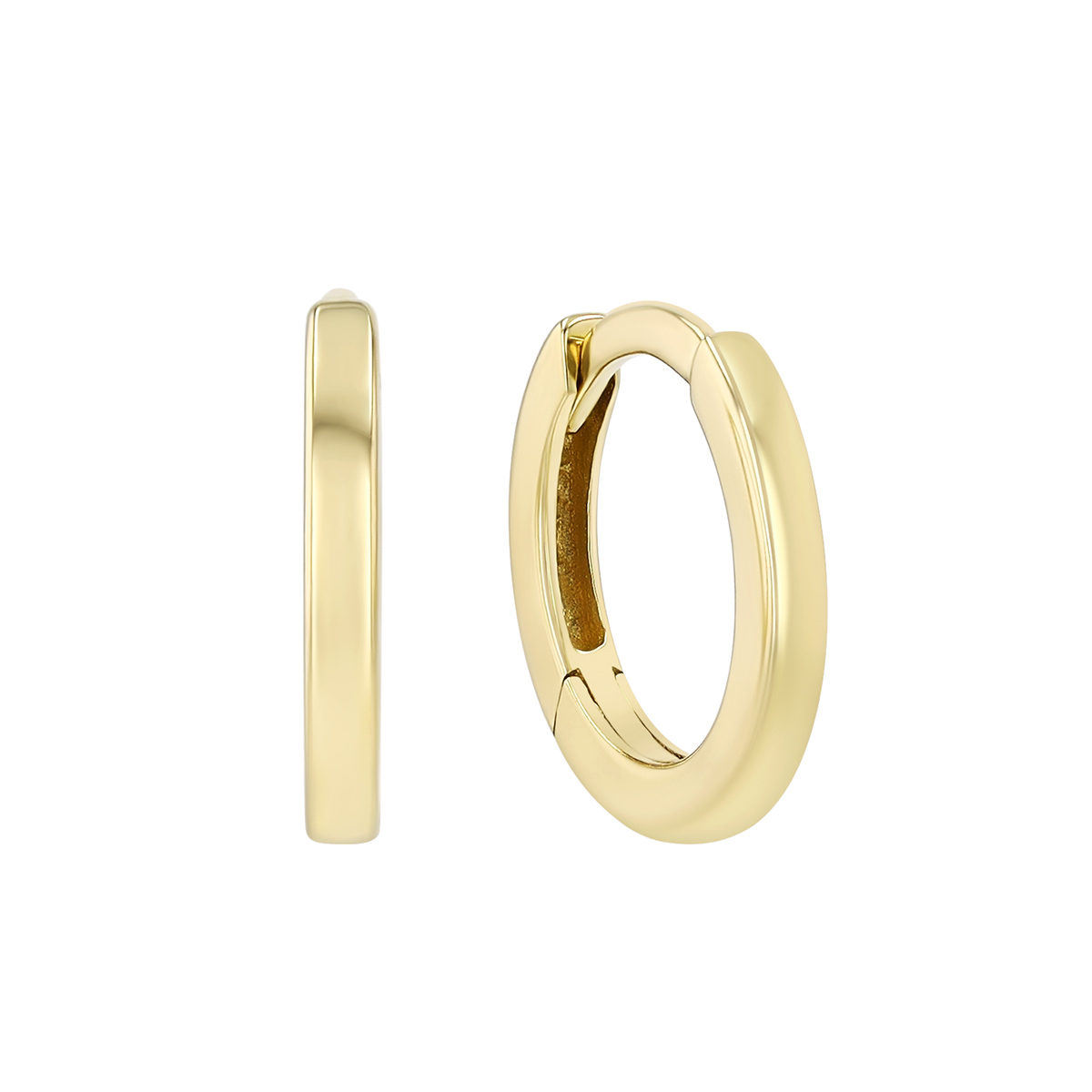 Small Square Edge Huggie Hoop Earrings in 14K Yellow Gold, 11.6 x 1.5 mm