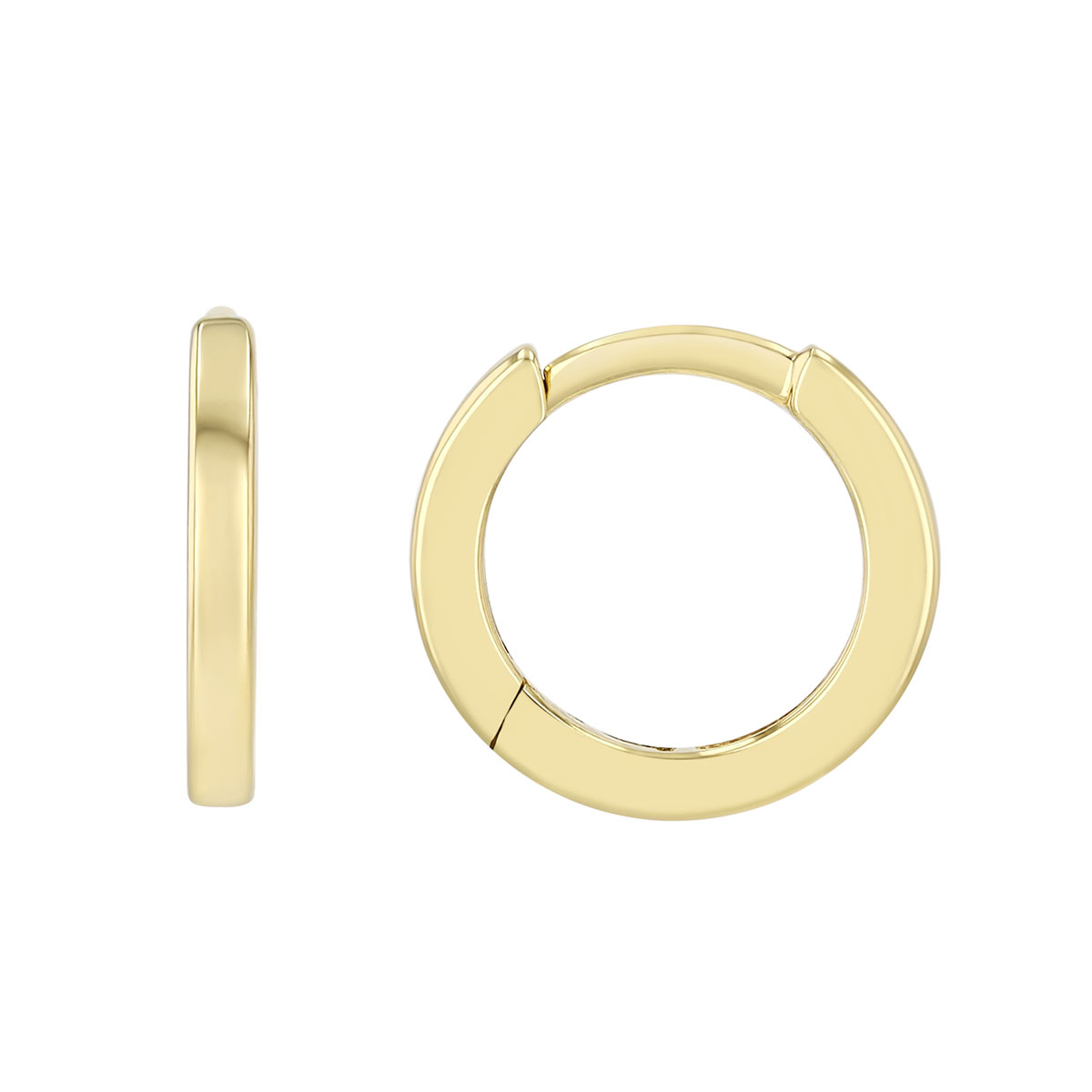 Small Square Edge Huggie Hoop Earrings in 14K Yellow Gold, 11.6 x 1.5 mm