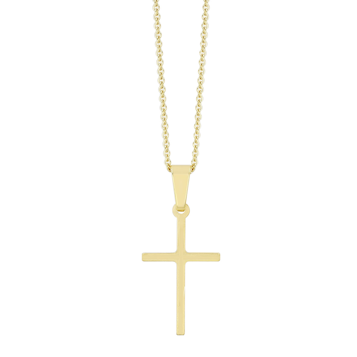 Cross Necklace in 14K Yellow Gold with Polished Inlay