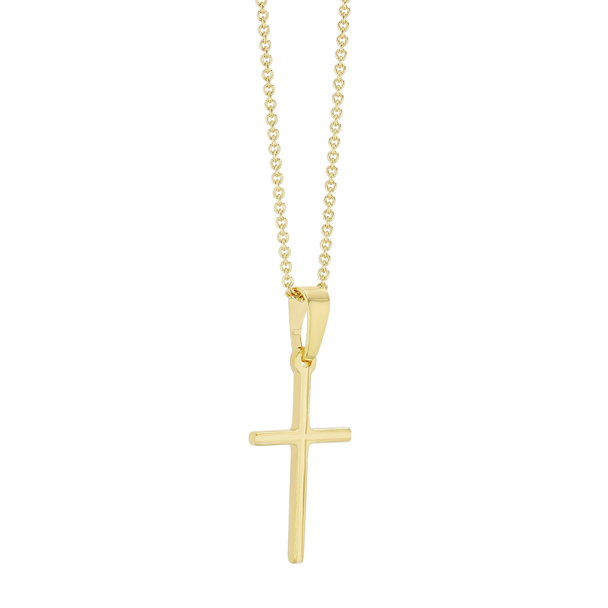 Cross Necklace in 14K Yellow Gold with Polished Inlay