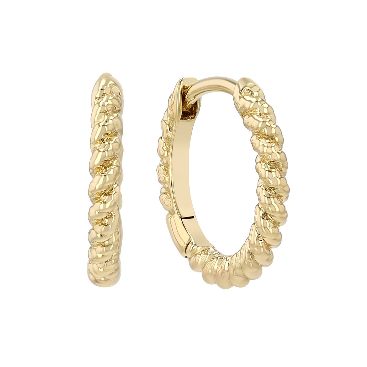 Rope Twist Huggie Hoop Earrings in 14K Yellow Gold, 12.6 x 1.8 mm