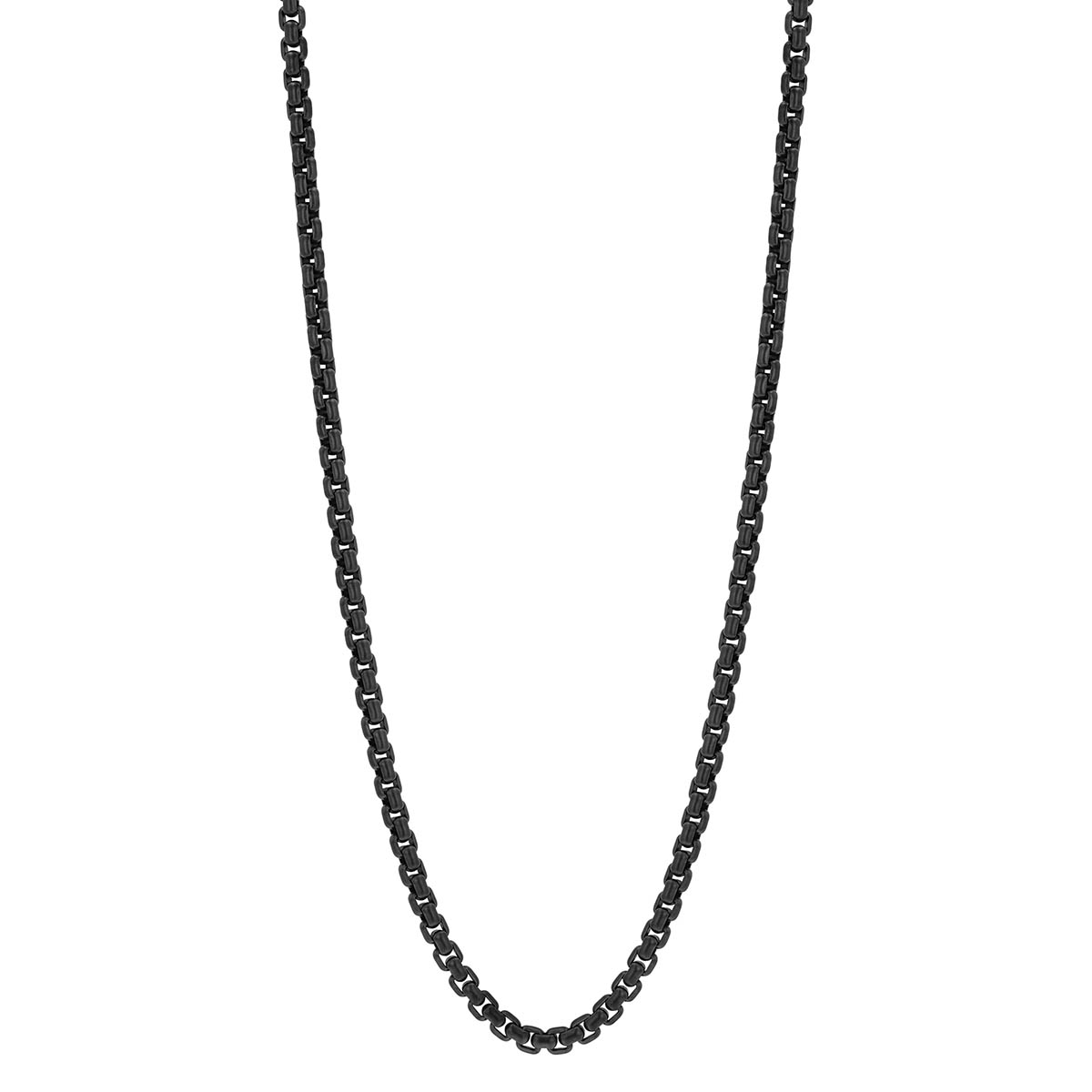 Box Chain in Black Tone Sterling Silver, 4 mm, 24