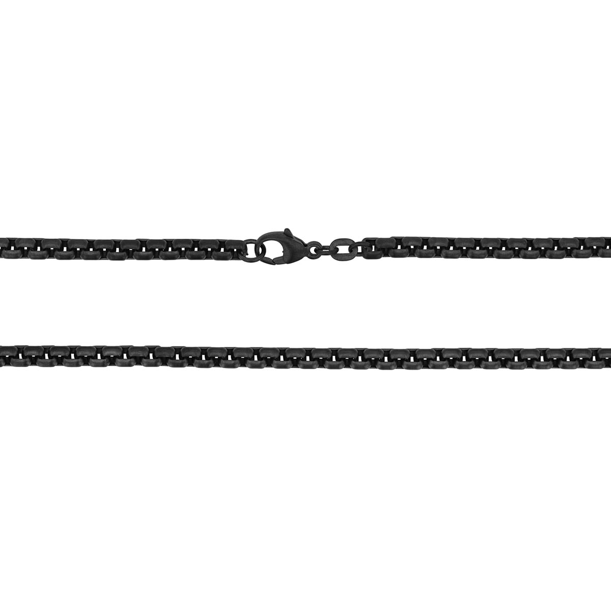 Box Chain in Black Tone Sterling Silver, 4 mm, 24