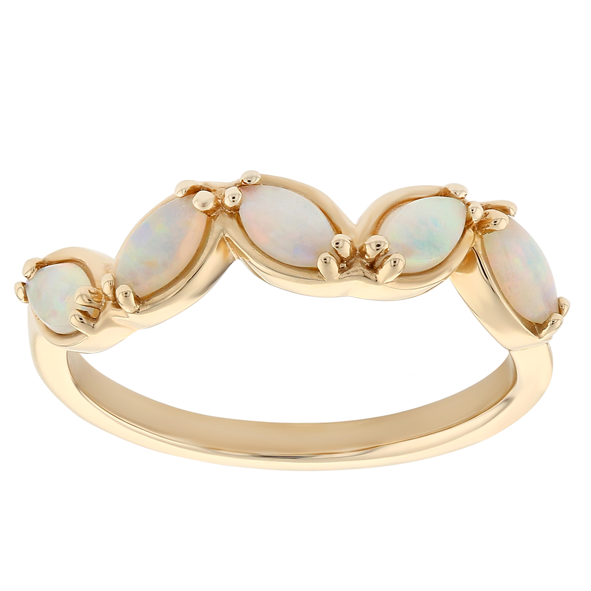 14K Yellow Gold Marquise Cabochon White Opal Ring | Borsheims