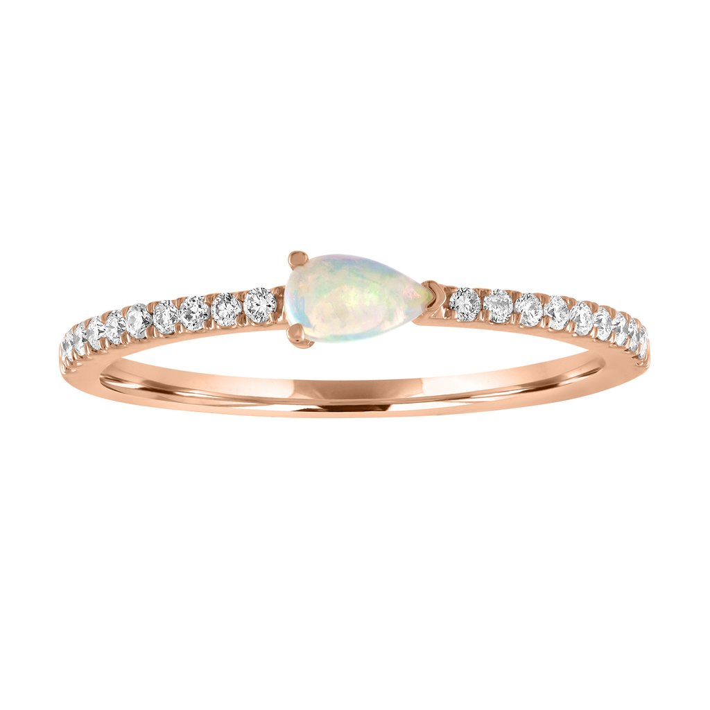 My Story Layla Pear Shaped Opal & Diamond East West Ring in Rose Gold Borsheims