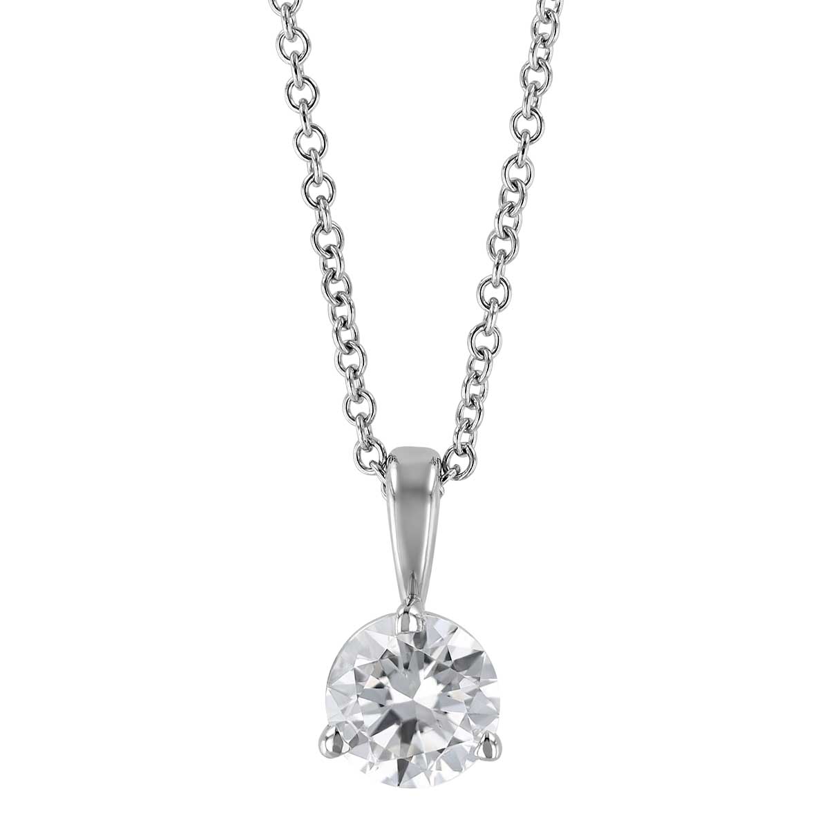 Round Diamond Solitaire Pendant in White Gold, .60 ct