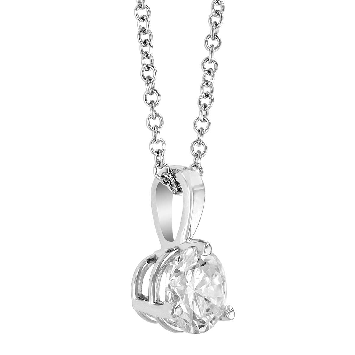 Round Diamond Solitaire Pendant in White Gold, .60 ct