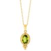 Bezel Set Oval Peridot Pendant in Yellow Gold