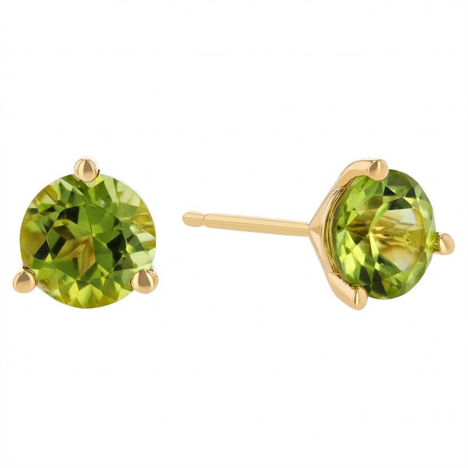 Gold peridot on sale stud earrings