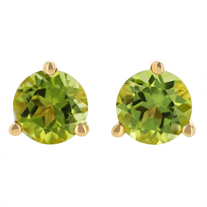 Round Peridot Stud Earrings in Yellow Gold, mm Borsheims