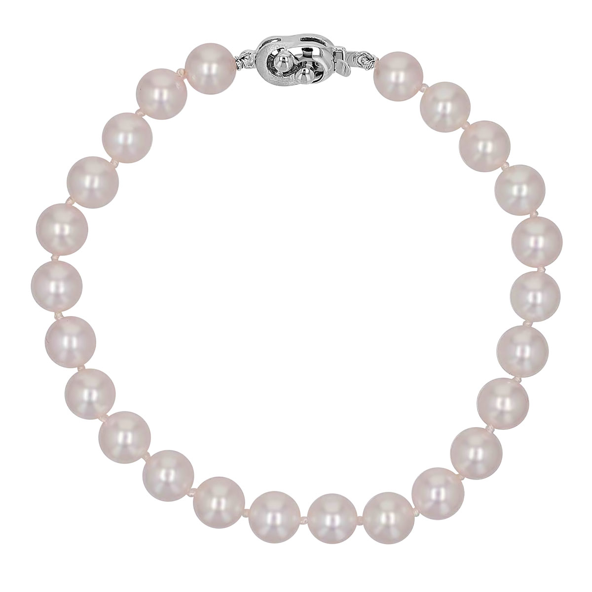 TARA Pearls White Cultured Pearl 6.5-7 mm Bracelet in White Gold, 7.5