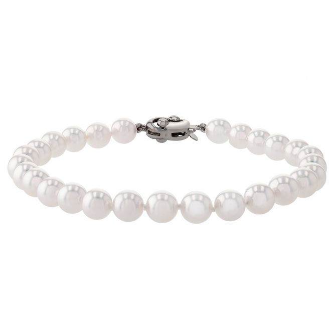 TARA Pearls White Cultured Pearl Bracelet, 6-6.5 mm in White Gold, 7.5"