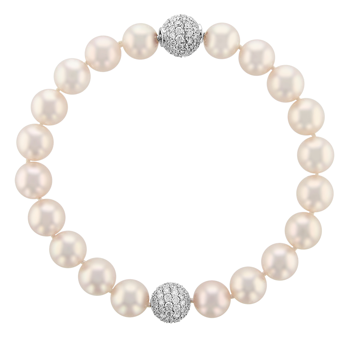 TARA Pearls Signature Collection 18K White Gold Diamond & White Cultured Pearl Bracelet