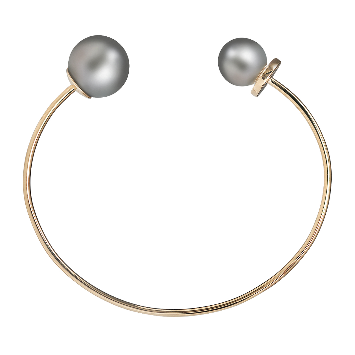 Alessandra Dona Black Tahitian South Sea Cultured Pearl Cuff Bracelet in Rose Gold