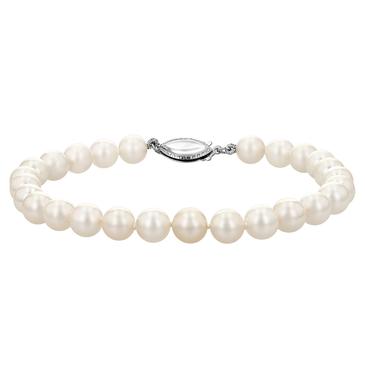White Akoya Pearl Bracelet in White Gold, 7